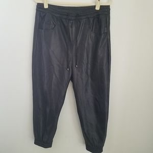 Zara Black Drawstring Leather Joggers Pants Large